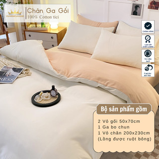 Bộ chăn ga gối 4 món Cotton Tici màu Kem nhiều sự lựa chọn, đầy đủ kích thước vuaremcuagiasi AL1-4
