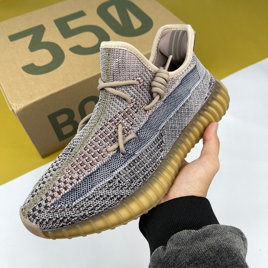 Giày Yz350 V2 Fade, Yz 350 Nâu Đất Hàng Cao Cấp Đế Nén Hạt Chuẩn - Than.Shoes