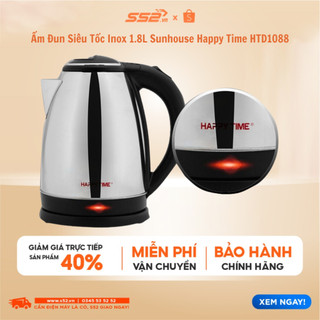 Ấm đun siêu tốc inox 1.8l sunhouse happy time htd1088 - hàng chính hãng