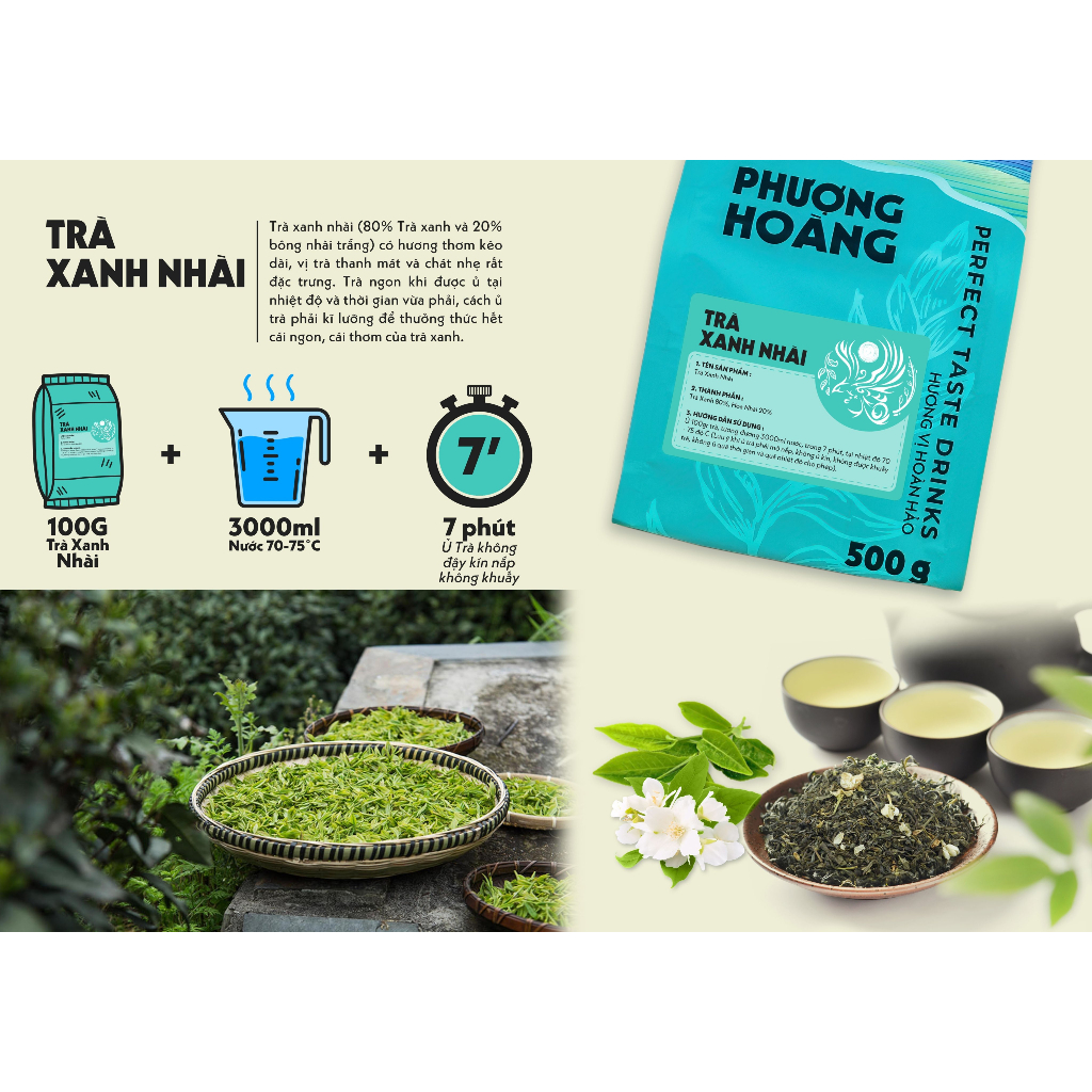 Trà xanh nhài Phượng hoàng 500g