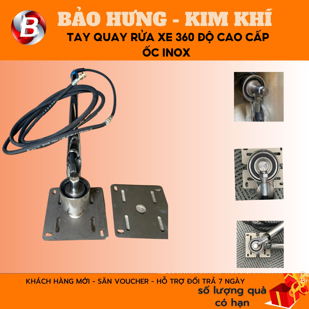 Tay Quay Rửa Xe Đơn và Tay Quay Đôi 360 Ốc inox Không Han Gỉ Chịu Lực Tốt