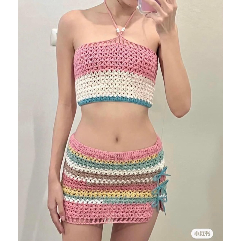 Set len móc áo và váy handmade, crochet