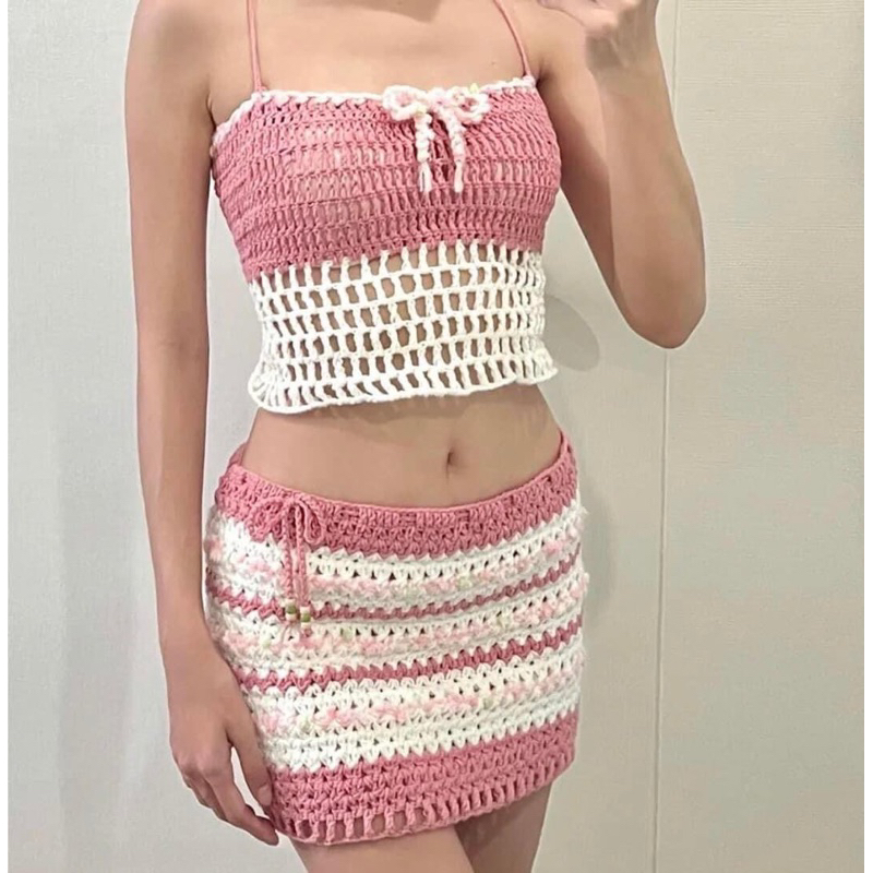 Set len móc áo và váy handmade, crochet