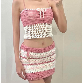 SET LEN MÓC ÁO VÀ VÁY HANDMADE, CROCHET HIMI068