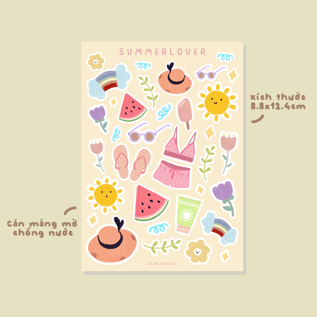 bibe | Summer Lover Sticker Sheet | Hình Dán Trang Trí Sổ Planner, Bullet Journal