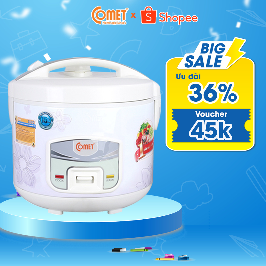 [Mã ELCMVIP1 giảm 10% đơn 699K] Nồi cơm điện 1.8L COMET - CM8018