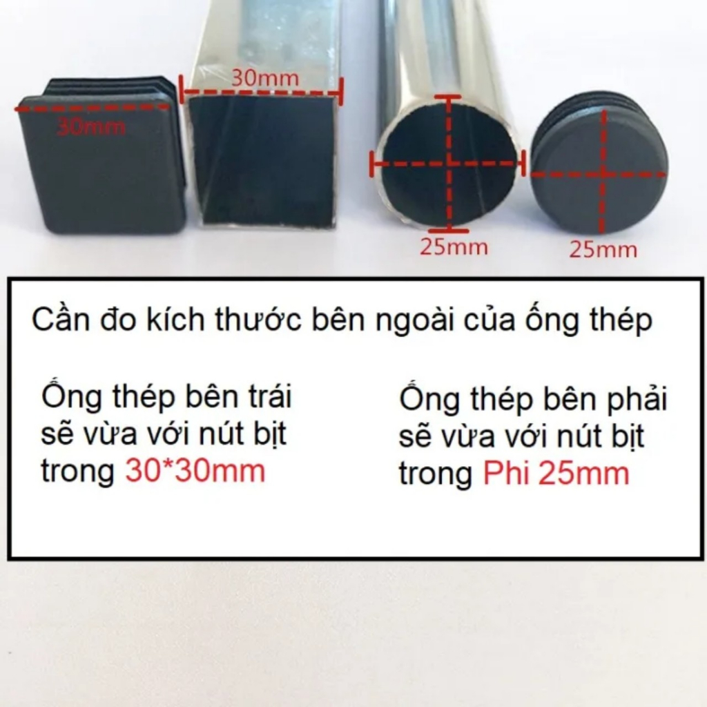 10 cái chụp ngoài phi 12-16-19-21-22-25-27-32-34-38-42-48-51-60-63mm, nút bịt chân bàn, ghế, ống