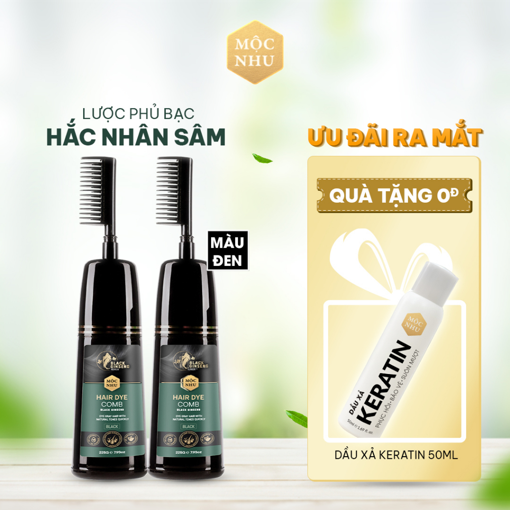 (Mẫu Mới 2023) Dầu Gội Hắc Sâm Mộc Nhu Phủ Đen Mái Tóc Bạc 225g - Hair Dei Comb Black Ginseng Shampoo