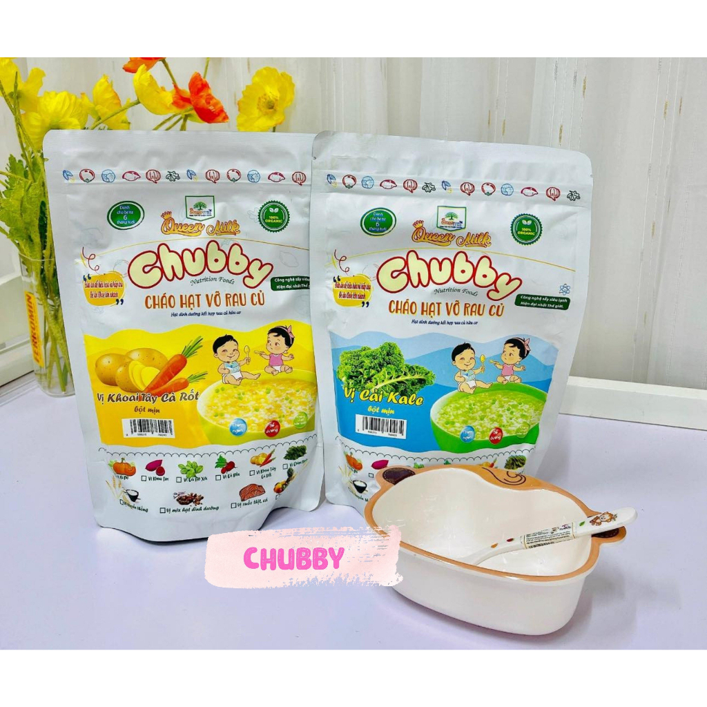 Cháo hạt vỡ CHUBBY  ⚡ CHÍNH HÃNG  ⚡ Cháo ăn dặm cho bé từ 7-24 tháng Gồm các hạt hữu cơ và rau củ 450gr