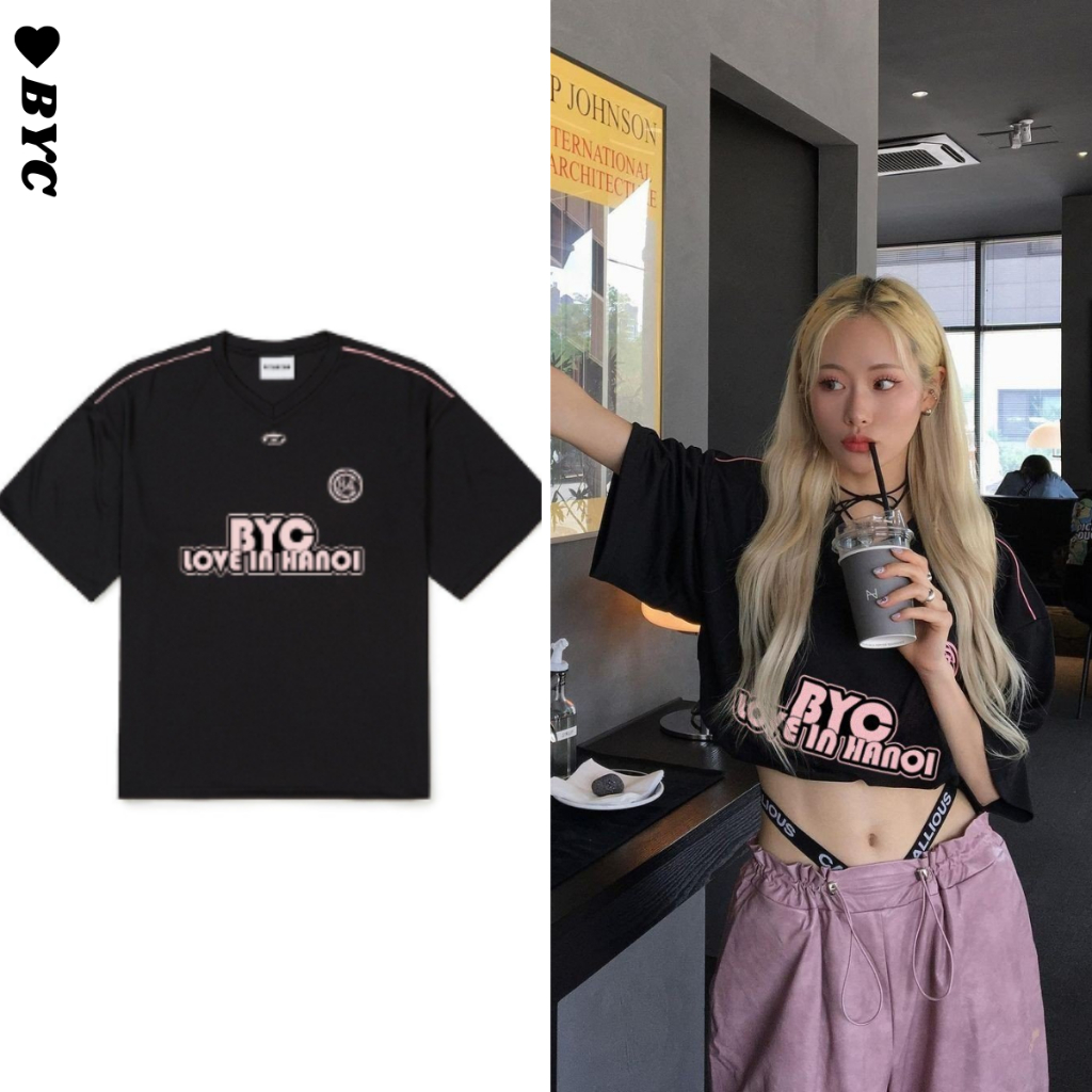 Áo Thun Form Rộng Cổ Tym Blackpink Đen Hồng Phong Cách Hàn Quốc 2023 ????????