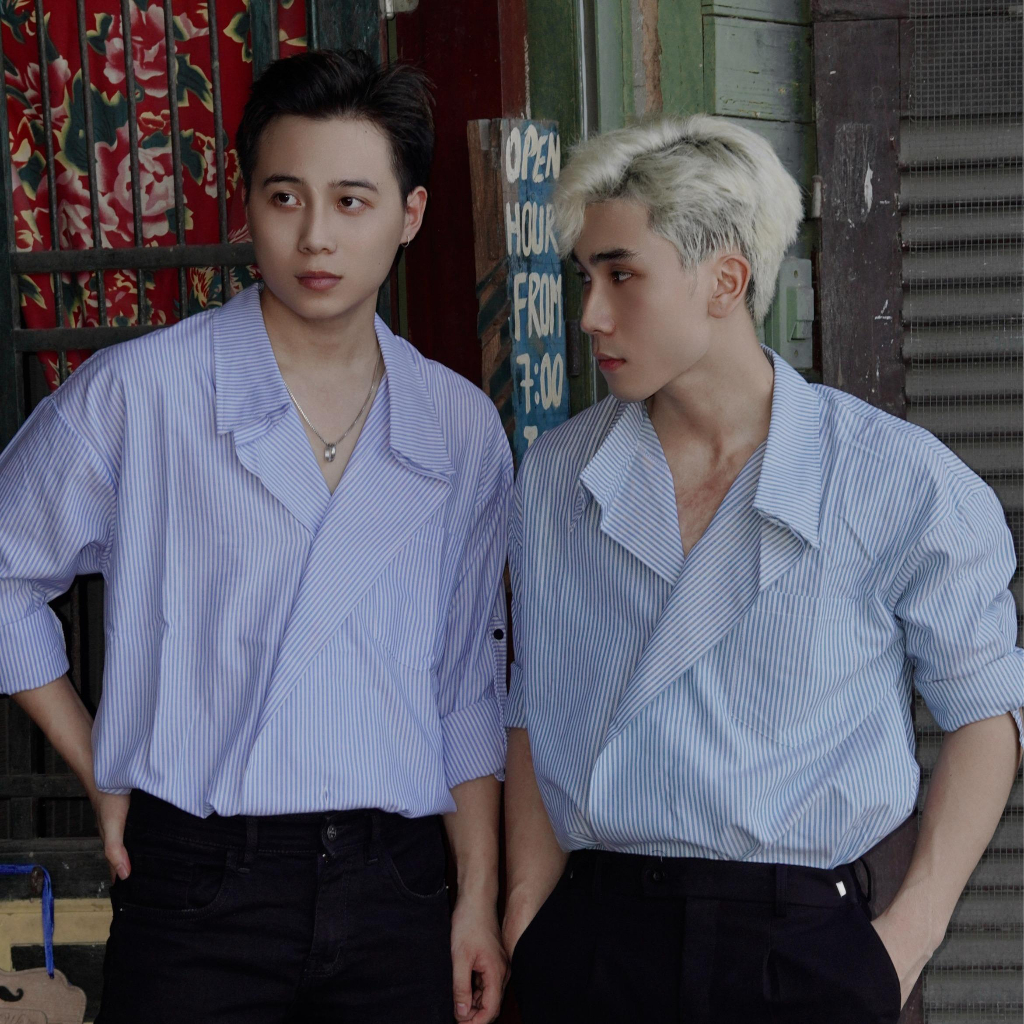 Áo sơ mi cổ vest LINE SHIRT nam nữ unisex 2 màu - Localbrand Steve