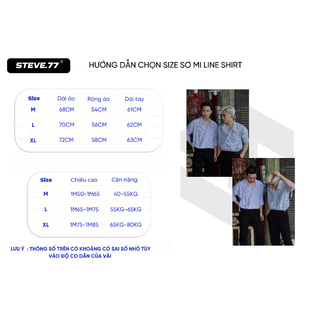 Áo sơ mi cổ vest LINE SHIRT nam nữ unisex 2 màu - Localbrand Steve