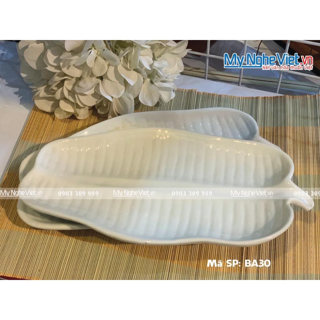 Đĩa lá chuối gốm Bát Tràng BA30