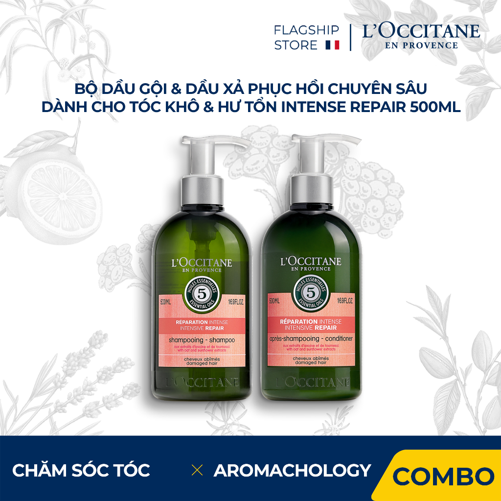 Dầu Gội - Dầu Xả Phục Hồi Chuyên Sâu Cho Tóc Khô & Hư Tổn L'Occitane Aromachologie Intensive Repair 500ml