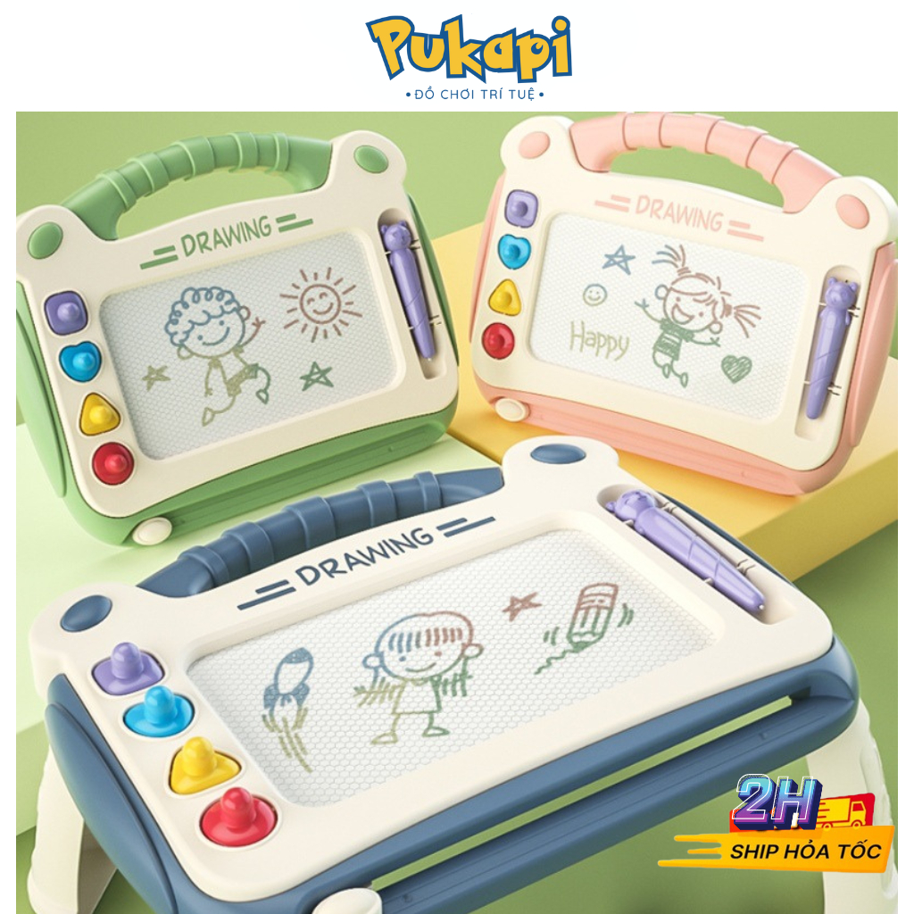 Bảng Vẽ Tự Xóa Có Chân Thông Minh Kèm Bút Cho Bé PUKAPI
