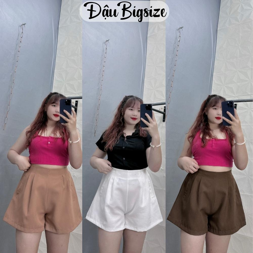 Quần đùi xếp ly Bigsize nữ dáng chữ A đai cao lưng thun co giãn không có nút và khóa kéo Q26
