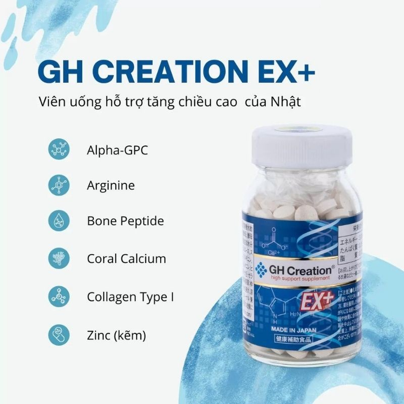 Viên uống hỗ trợ tăng chiều cao GH Creation EX+ Nhật Bản 270 viên