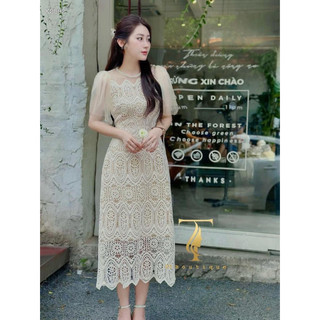 ĐẦM MIDI REN TAY BÈO