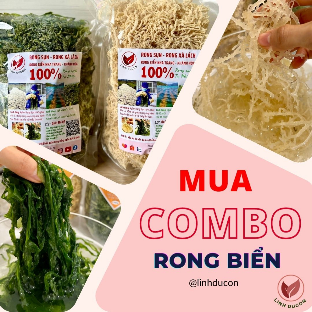 Combo Rong Sụn Khô và Rong Biển Xà Lách bổ máu, cải thiện tiêu hóa, tuyến giáp, trẻ lâu| Linhducon | 27