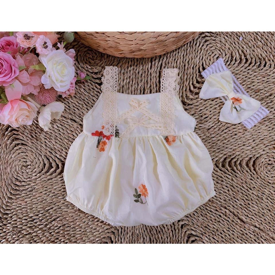 Body hoa thêu kèm áo khoác cao cấp 4-12 kg,Body cho bé gái sơ sinh đầy tháng ,thôi nôi