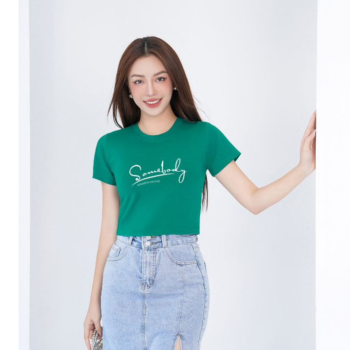 Áo croptop kiểu in chữ Somebody - Áo laptop ôm thời trang chất liệu Cotton - CR6267