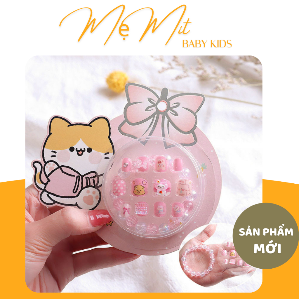 Set vòng, móng tay giả xinh xắn cho bé gái, quà tặng vòng tay và gắn móng tay điệu đà cho bé gái