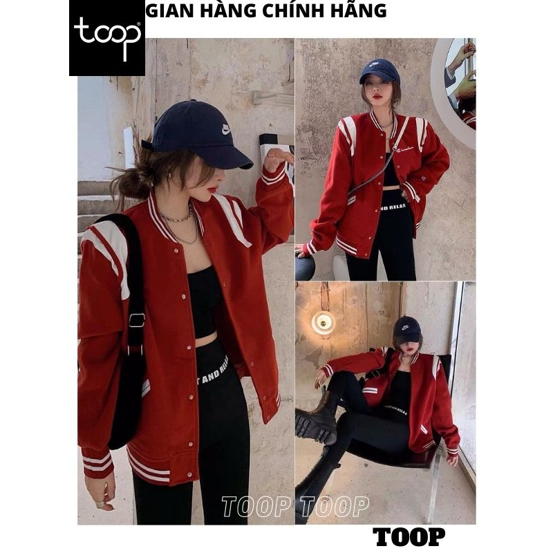 Áo Khoác Bomber Thể Thao Đỏ Mận Chất Liệu Nỉ Bông Phối Viền Sọc Dày Dặn - Áo Khoác Sơn Tùng MTP Cá Tính Trẻ Trung - TOOP
