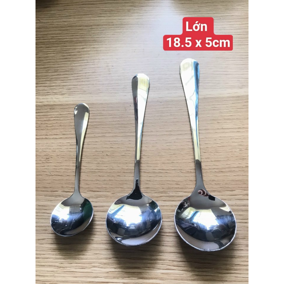 Muỗng Inox 304 Đầu Tròn Thiết Kế Sang Trọng Hàng Nhập Cao Cấp Dày Dặn