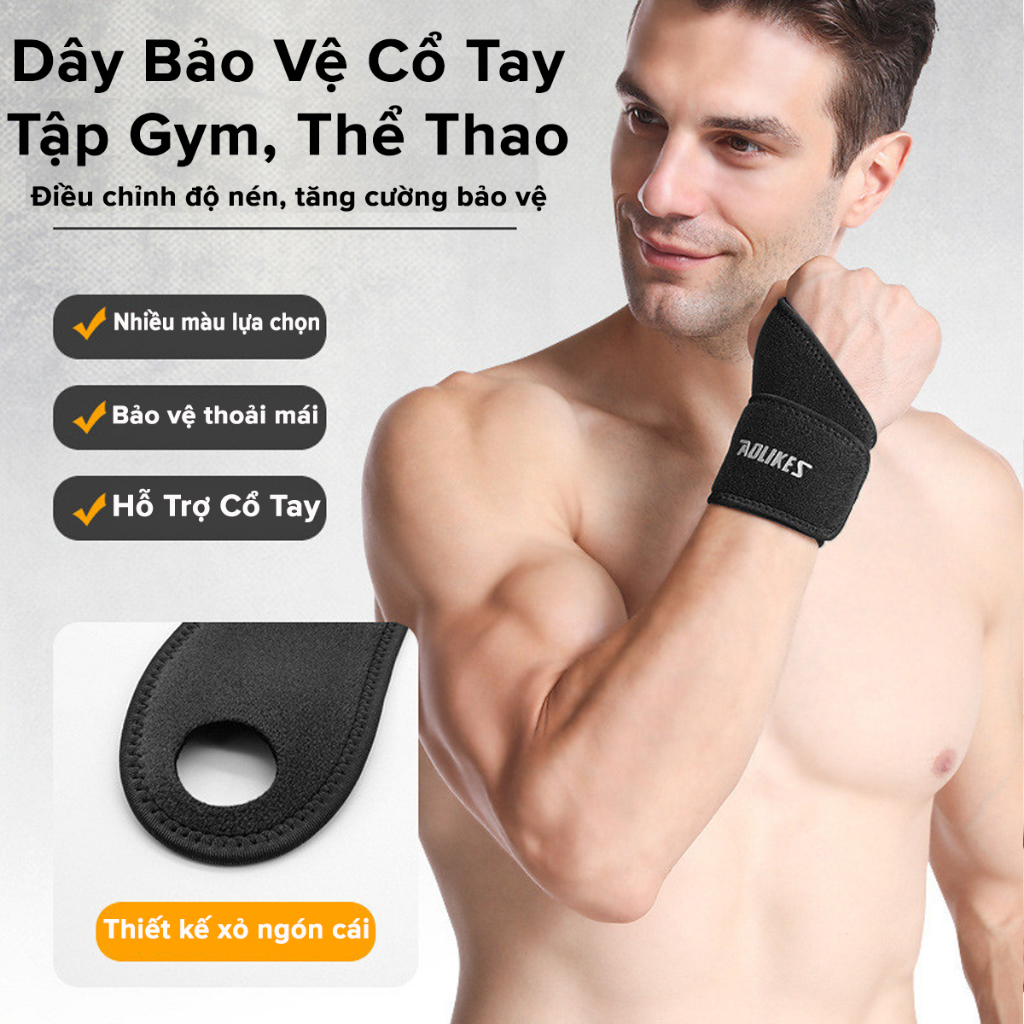 Băng Quấn Bảo Vệ Cổ Tay Chính Hãng Aolikes AL7937 Hỗ trợ Nẹp Khớp Cổ Tay Tập Gym Tập Thể Thao Quần Vợt Chọn Màu Cao Cấp