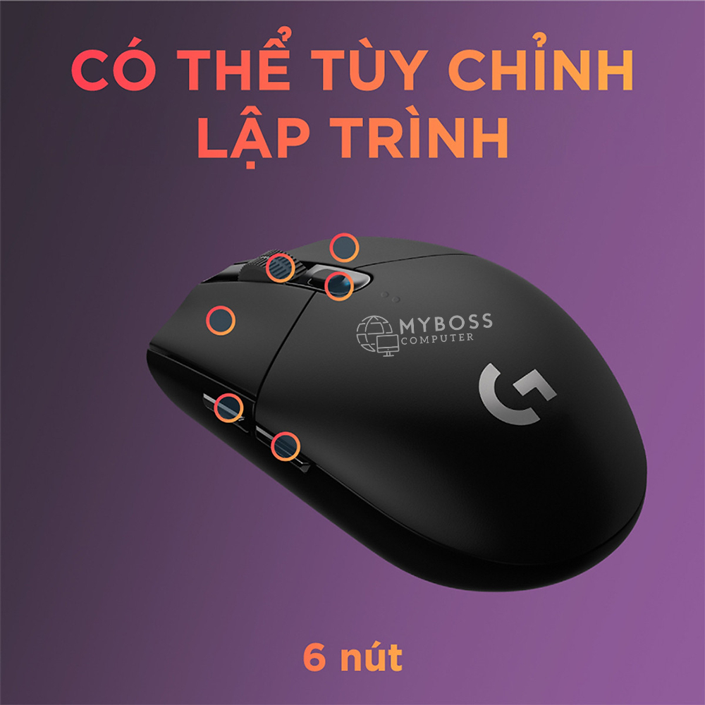 Chuột Gaming Logitech Không Dây G304 Wireless - Siêu Nhẹ, 6 Nút Lập Trình, Pin 250h, BH 24 Tháng Chính Hãng