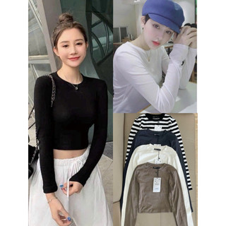 Áo croptop cổ tròn dài tay chất len zip - 247store.vn - Aoziptrondaitay54_P5K4