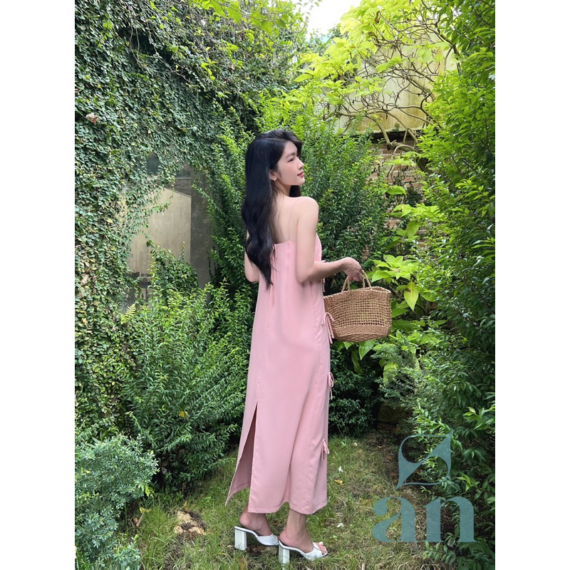 VÁY HAI DÂY DÀI DÁNG SUÔNG ĐÍNH NƠ LISA