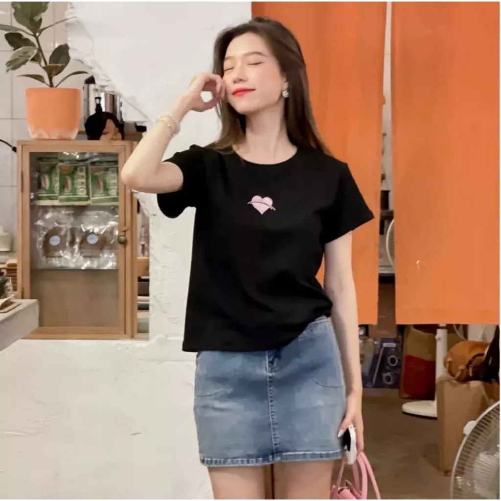 Áo babytee chất zip in hình tim cá tính - 247store.vn -  Aobabyteehinhtim070 P12K6