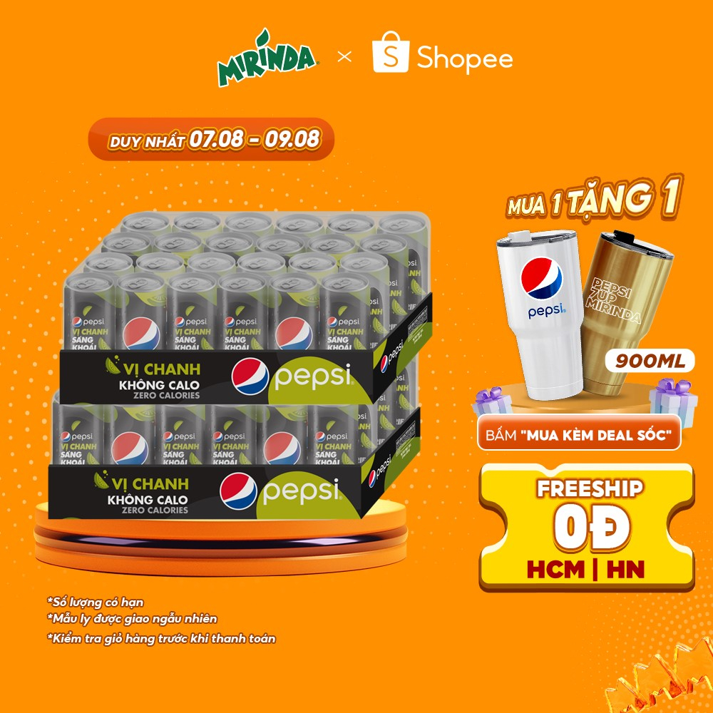 Combo 2 Thùng 24 Lon Pepsi Vị Chanh Không Calo (320ml/lon)