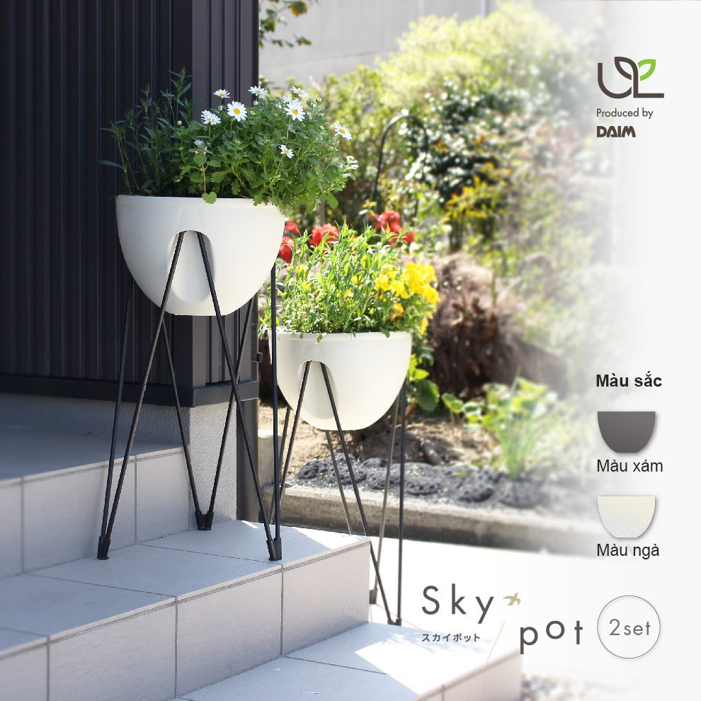 Chậu trồng hoa giá đỡ cao 60cm đường kính chậu 28cm Daim