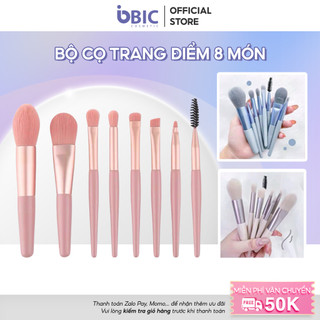 Bộ Cọ Gồm 8 Cây Bộ Cọ TRang Điểm Tặng Kèm Túi Zip Vintage Cọ Trang Điểm Cá Nhân Đầy Đủ Biccosmetic