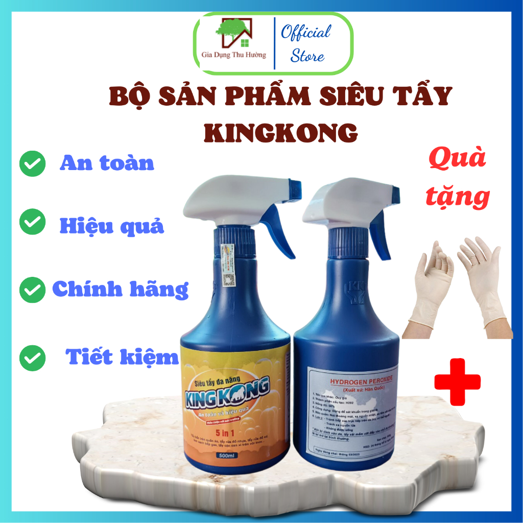 CẶP SIÊU TẨY ĐA NĂNG KINGKONG 5 IN 1 - Tẩy quần áo, tẩy đồ nhựa, đồ sứ, gạch men, Xoong nồi...