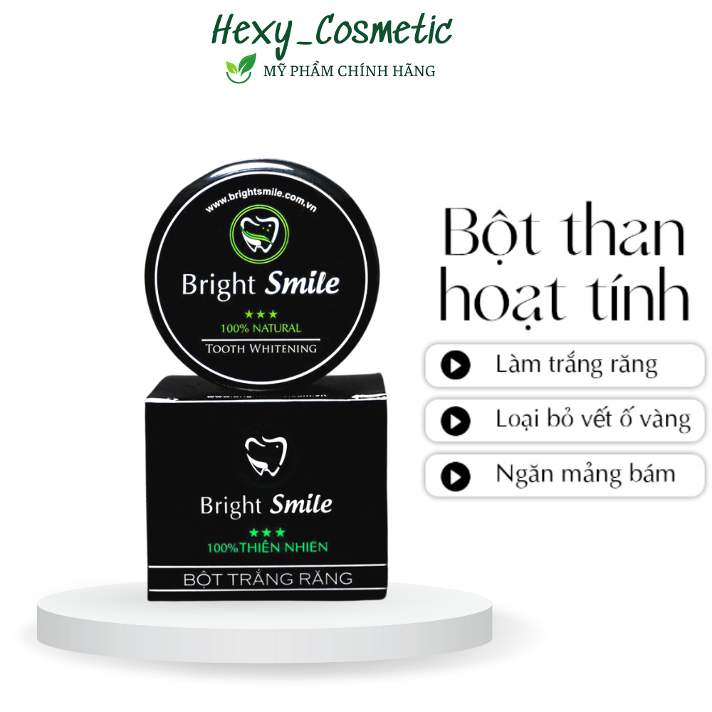 Bột trắng răng than tre, Bột trắng răng Bright Smile - Cho hàm răng trắng sáng, tỏa nụ cười tươi sáng