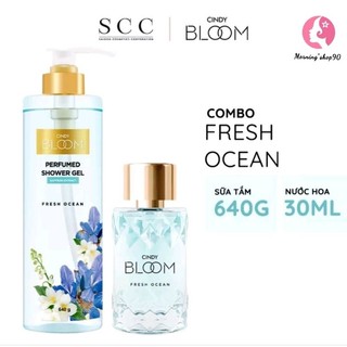 Combo sữa tắm nước hoa 640g-& nước hoa 30ml cindy bloom fresh ocean