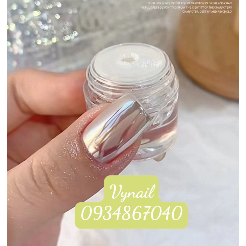 Bột tráng gương ánh bạc cao cấp trang trí móng (vynail)