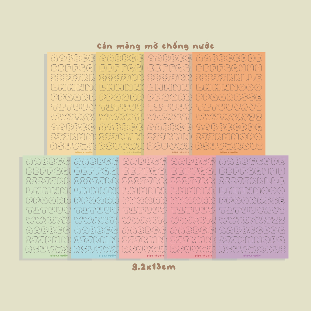 bibe | Colorful Alphabet Sticker Sheet | Hình Dán Trang Trí Sổ Planner, Bullet Journal