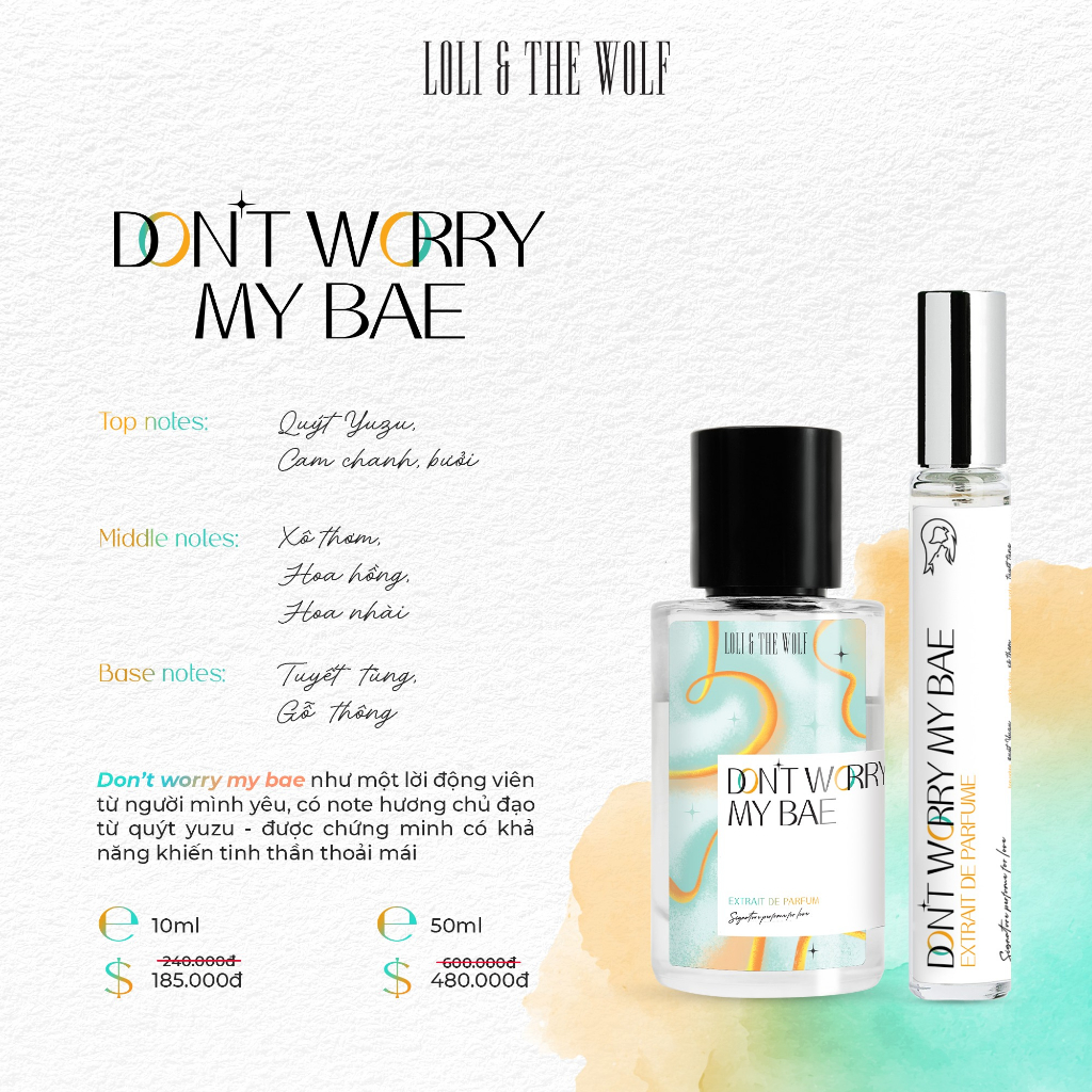 Nước Hoa Loli & The Wolf Don't Worry My Bae Hương Quýt Yuzu Thơm Lâu Chính Hãng 10ml, 50ml