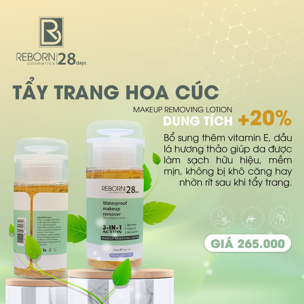 Nước Tẩy Trang Hoa Cúc Makeup Remover Reborn 120ml Chính Hãng