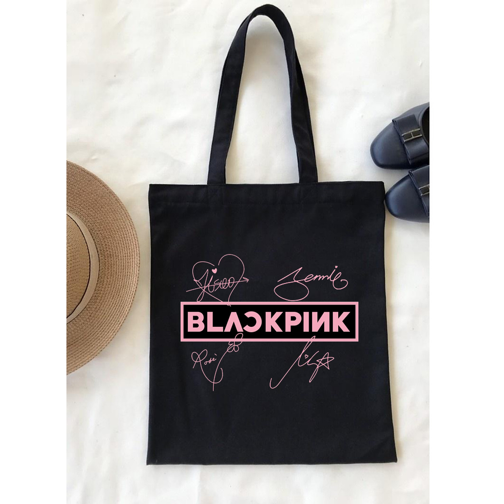 TÚI XÁCH BLACKPINK CANVAS IN HÌNH CHỬ KÝ CỰC ĐẸP