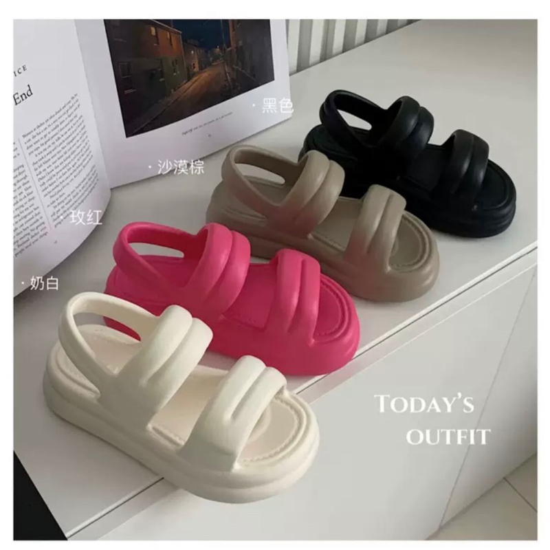 Tăng 1 size Sandal đế cao 5cm chống thấm nước ulzzang dành cho nữ