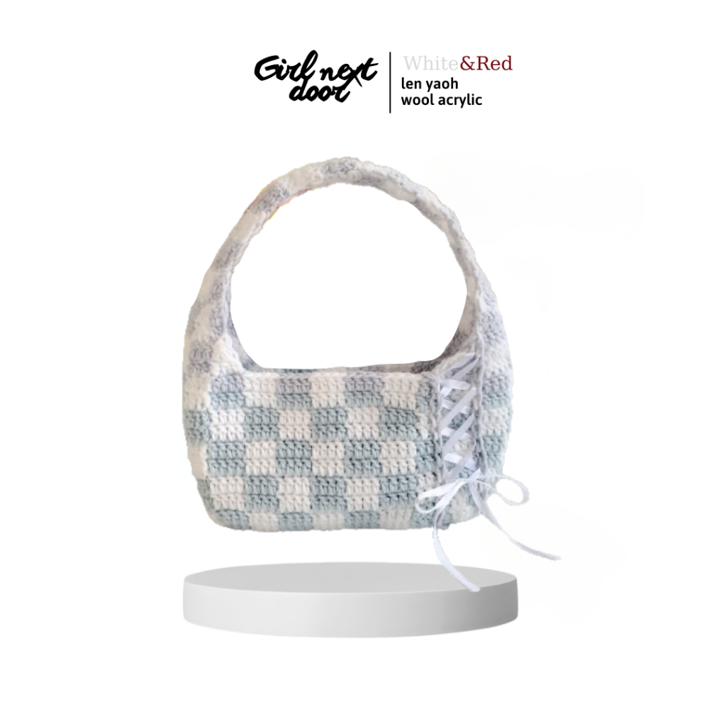CHECKERED BAG.Túi len caro GND handmade