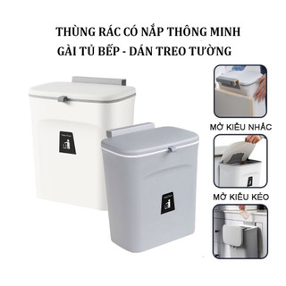 Thùng rác treo tủ bếp ,treo tường,treo nhà vệ sinh có nắp dung tích 9L( tặng kèm miếng dán) vc05