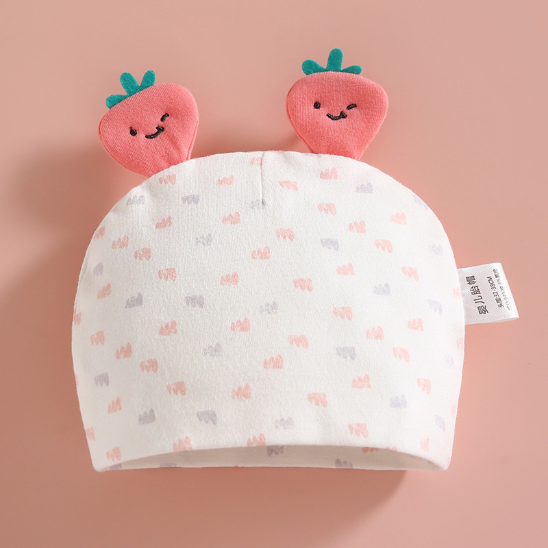 Mũ sơ sinh cho bé vải cotton mềm mại, nón cho bé sơ sinh từ 0 đến 3 tháng tuổi hình hoa quả dễ thương