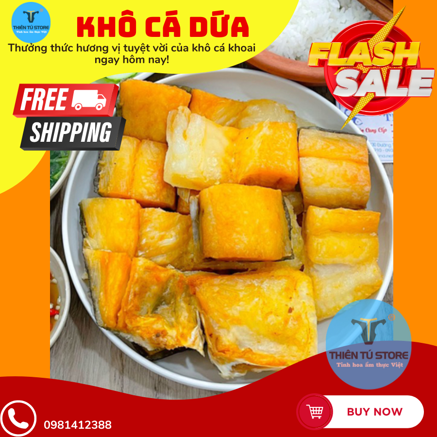 Khô cá dứa 3 nắng Thiên Tú Store Cần Giờ, phi lê không xương 1kg ngon miệng vừa ăn thịt dày thơm ngon