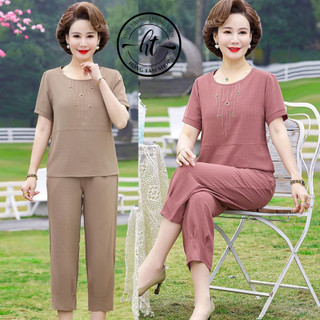 Đồ bộ nữ trung niên cho mẹ, bộ Lụa Pháp trung niên nữ, quần dài ống nhỏ cao cấp VN02